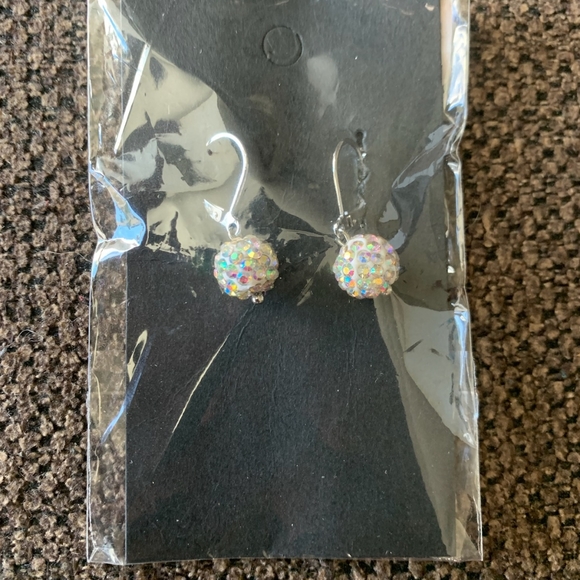 Silvertone Rhinestone Earrings - Picture 2 of 3